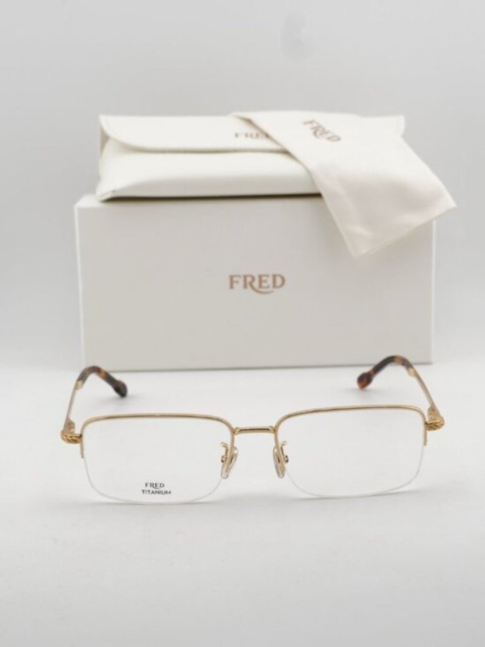 Fred FG50024F 032 Unisex Rectangle 56mm Eyeglasses - Gold - Picture 6 of 10
